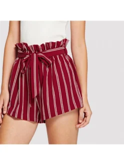 Patchwork Striped Office Lady Shorts