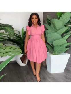 Patchwork Pleated A-line Sleeveless Dresses