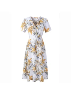 Short Sleeve Chiffon High Rise Short Sleeve Dress