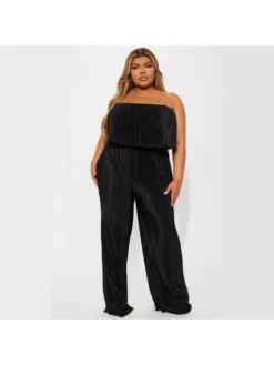 Pleated Ruffle Strapless Jumpsuits