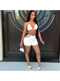 Patchwork High Rise Backless Bikinis Sets