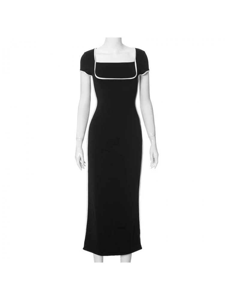 Square Neck Colorblock Maxi Dress - Image 7