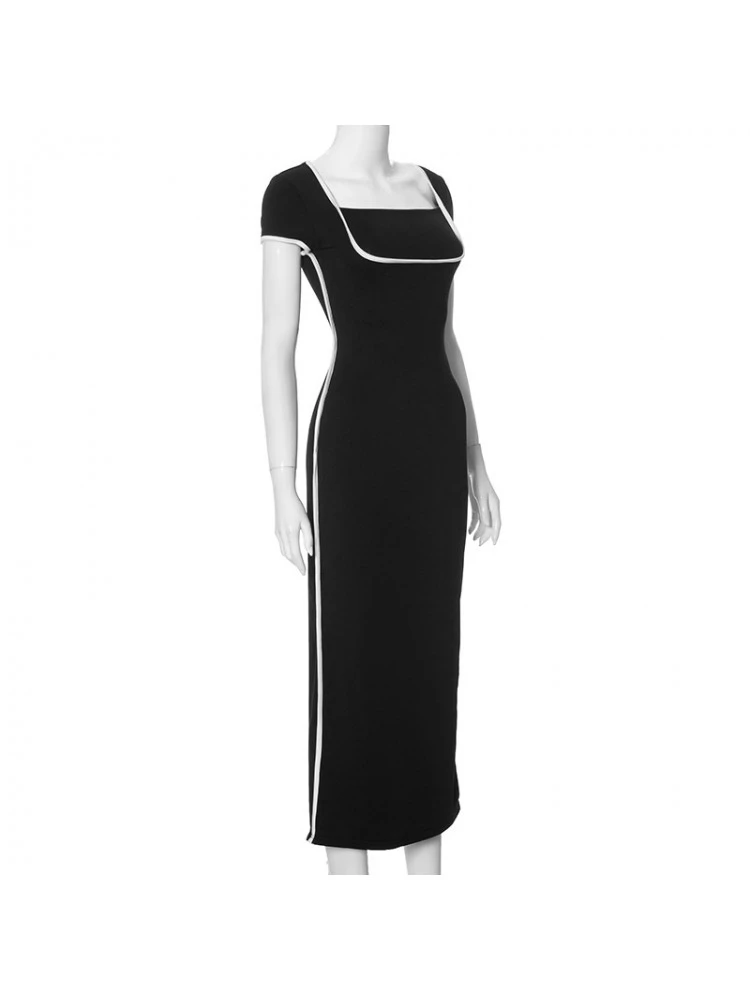 Square Neck Colorblock Maxi Dress - Image 8