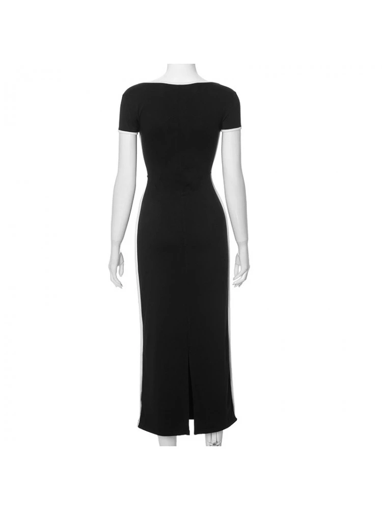 Square Neck Colorblock Maxi Dress - Image 9