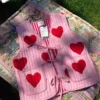 Heart Lace-Up Sleeveless Jackets