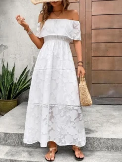 Patchwork See Through Office Lady Short Sleeve Dress