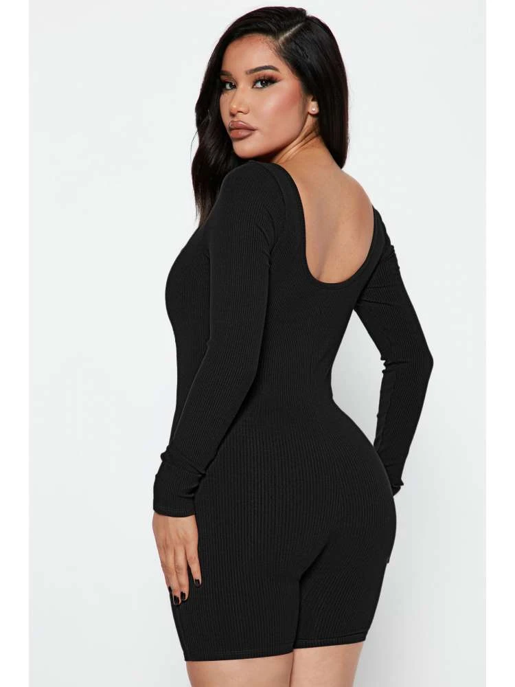 Hotfix Rhinestones Patchwork Zipper Rompers - Image 6