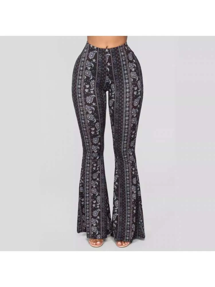 Patchwork High Rise Bodycon Flared Pants - Image 7