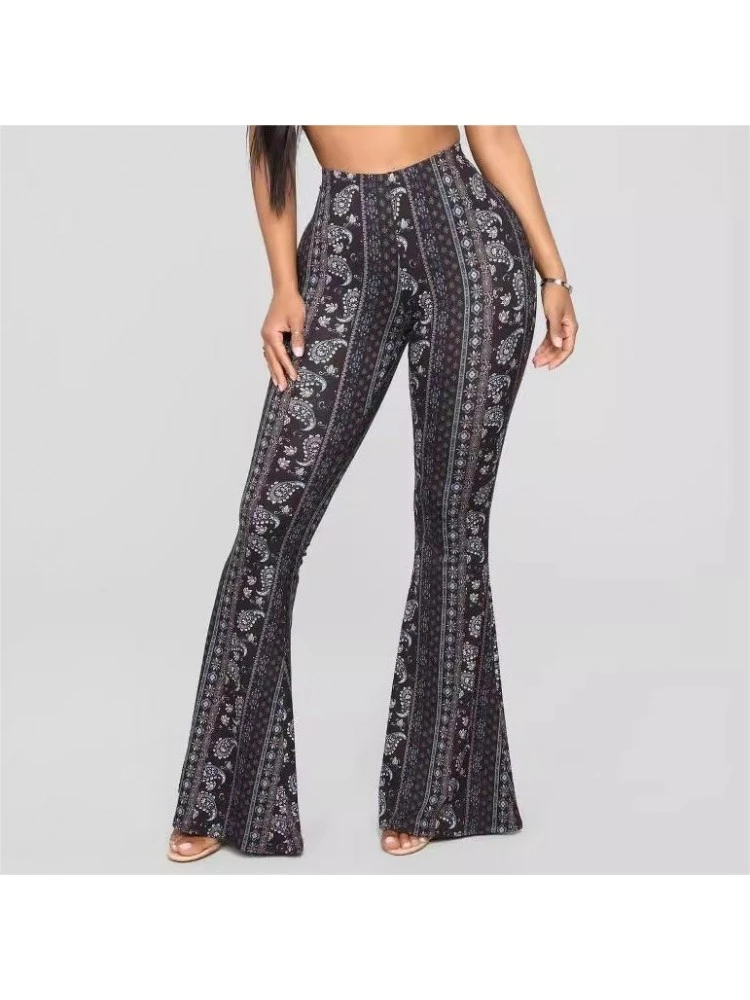 Patchwork High Rise Bodycon Flared Pants - Image 9