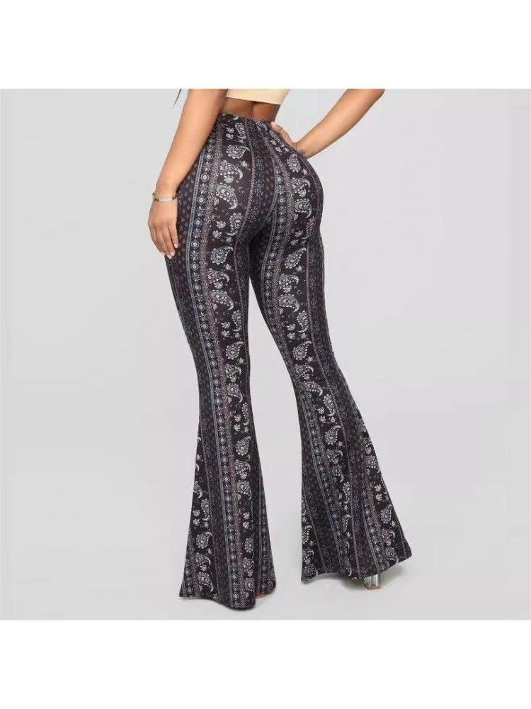 Patchwork High Rise Bodycon Flared Pants - Image 11