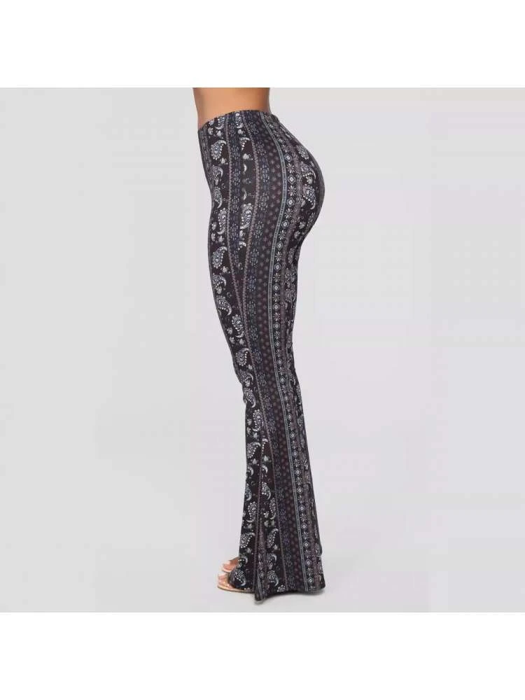 Patchwork High Rise Bodycon Flared Pants - Image 12