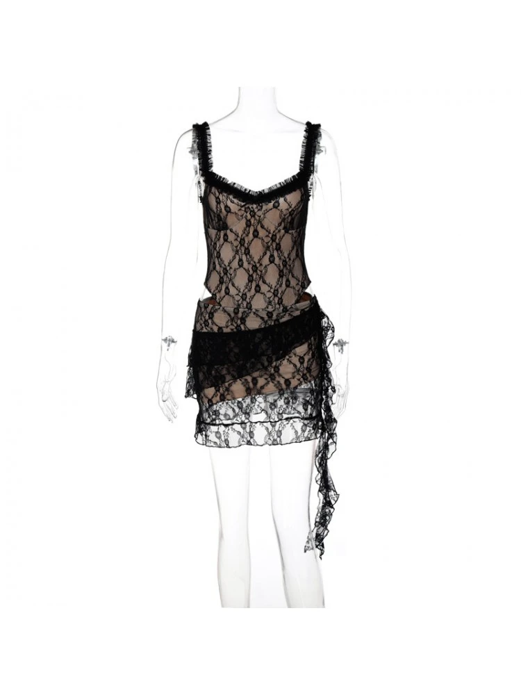 Lacework Bodysuits Ribbon Skirt Sets - Image 5