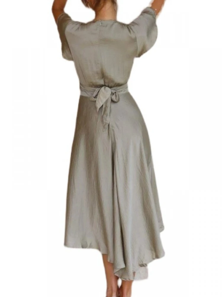 Ruffle Mid-rise Fitted Short Sleeve Dress