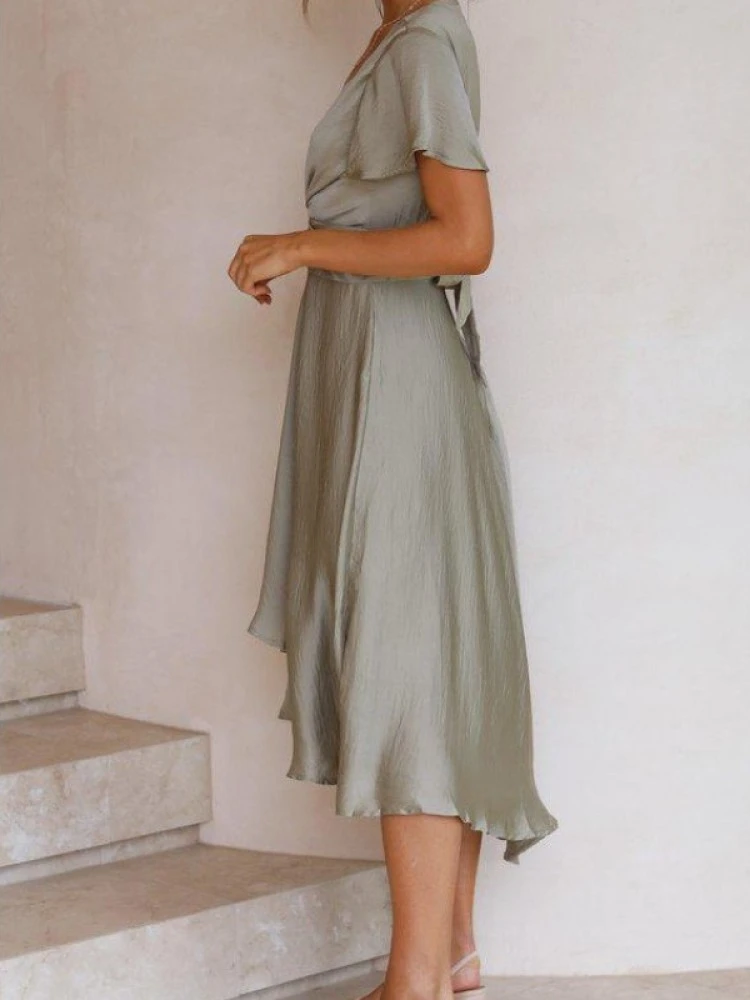 Ruffle Mid-rise Fitted Short Sleeve Dress - Image 2