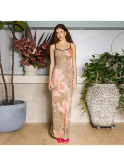 Leopard Spaghetti Straps Backless Sleeveless Dresses