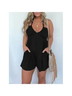 Tie-wrap Backless Leisure Rompers