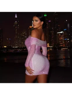 Gradient Color Hotfix Rhinestones Bodycon Dress