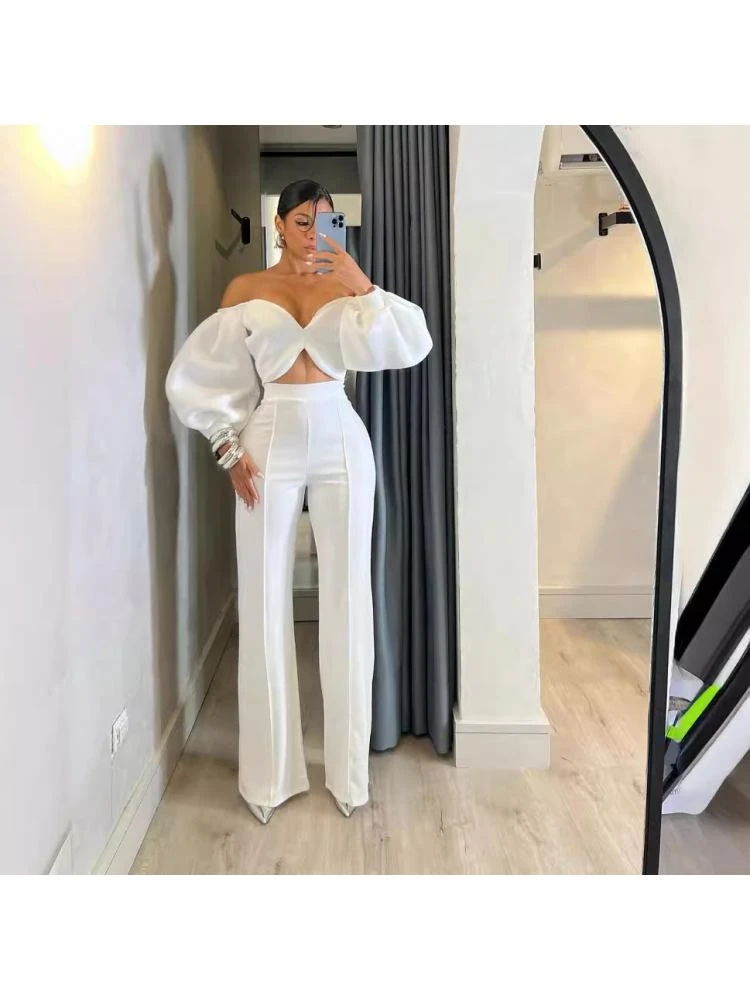 Patchwork High Rise Straight Pant Sets - Image 2