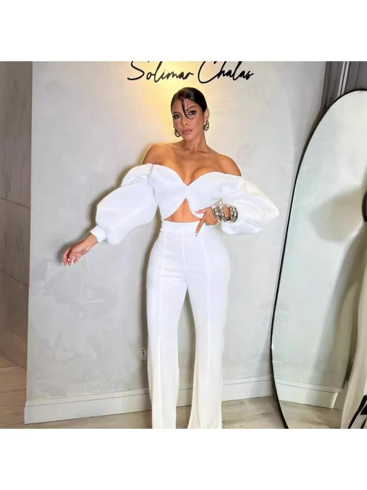 Patchwork High Rise Straight Pant Sets - Image 3