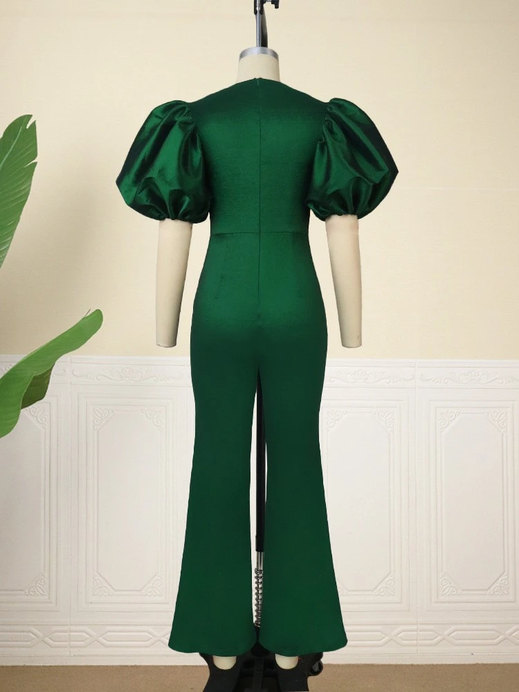 Square Neck Puff Sleeve High Rise Jumpsuits - Image 4