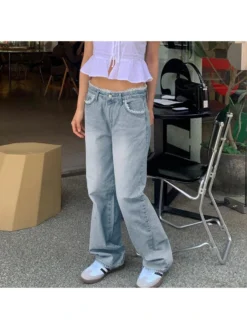 Lace Panel Lace Low Rise Jeans