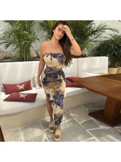 Irregular Mid-rise Backless Sleeveless Maxi Dresses