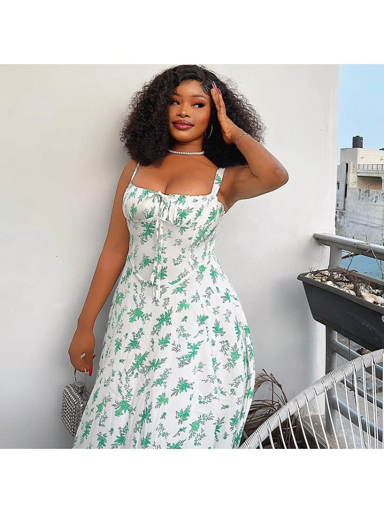 Letter Printed Lace Up Sleeveless Dress