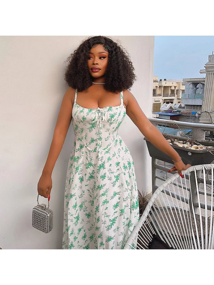 Letter Printed Lace Up Sleeveless Dress - Image 2