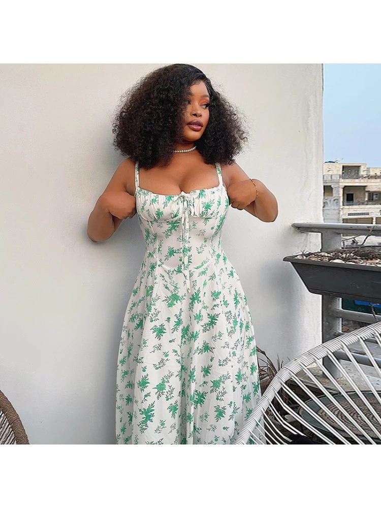 Letter Printed Lace Up Sleeveless Dress - Image 3