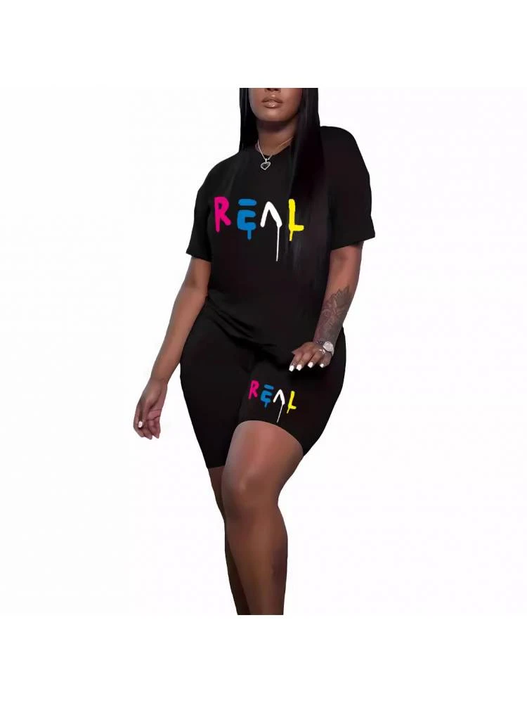 Multicolored Letter Printed Short Sets - Image 2