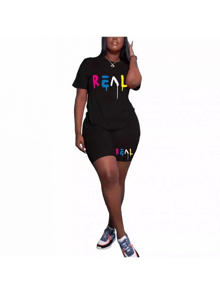 Multicolored Letter Printed Short Sets - Image 3