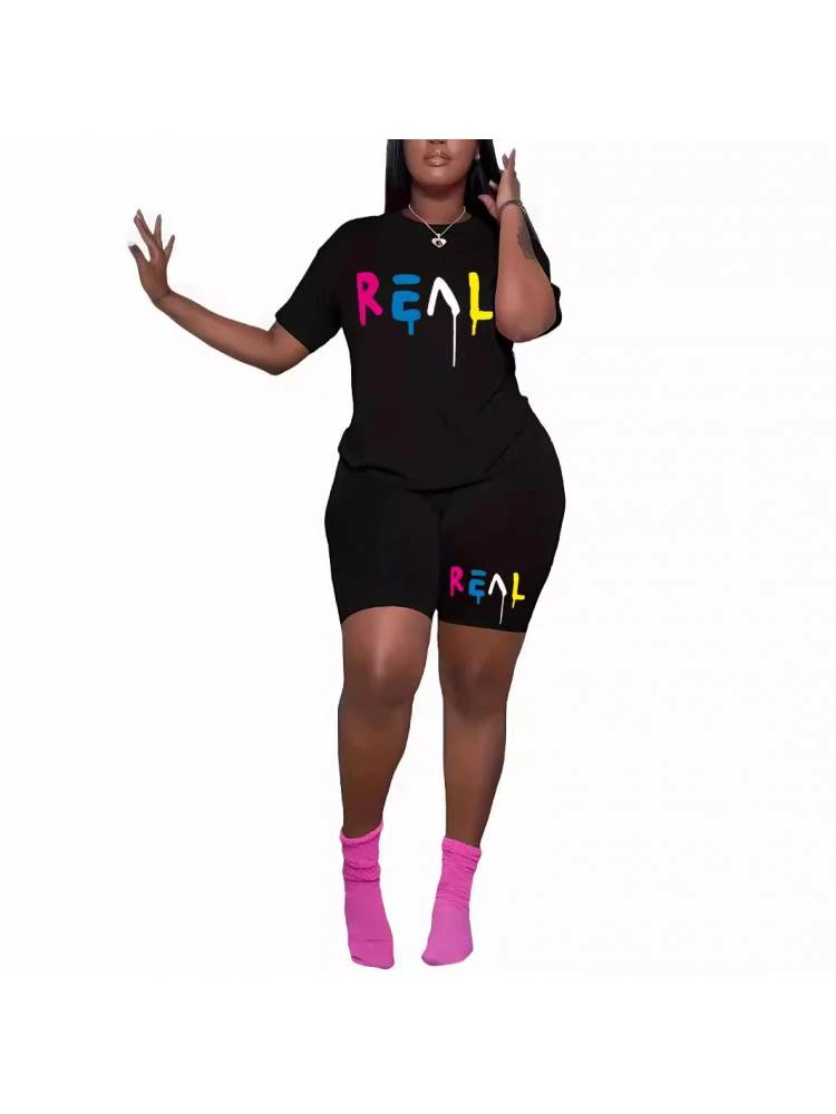 Multicolored Letter Printed Short Sets - Image 4