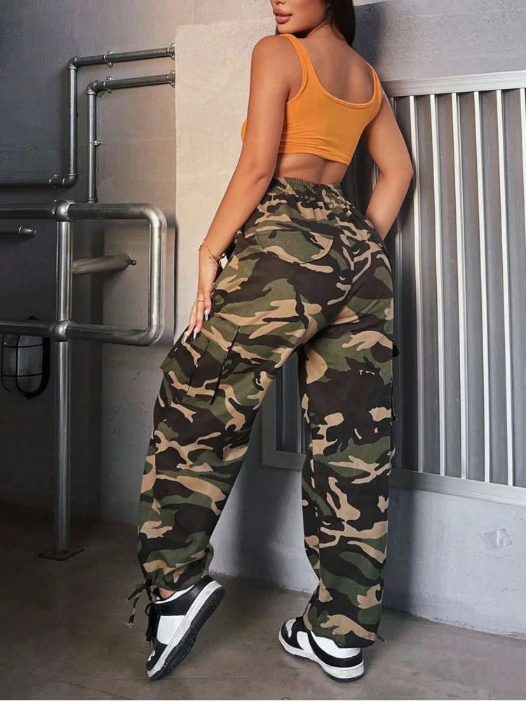 Patchwork Pleated Mid-rise Pants - Image 5