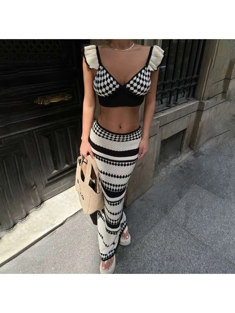 Striped Stringy Selvedge Sleeveless Skirt Sets - Image 4