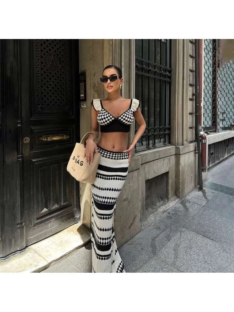 Striped Stringy Selvedge Sleeveless Skirt Sets - Image 6