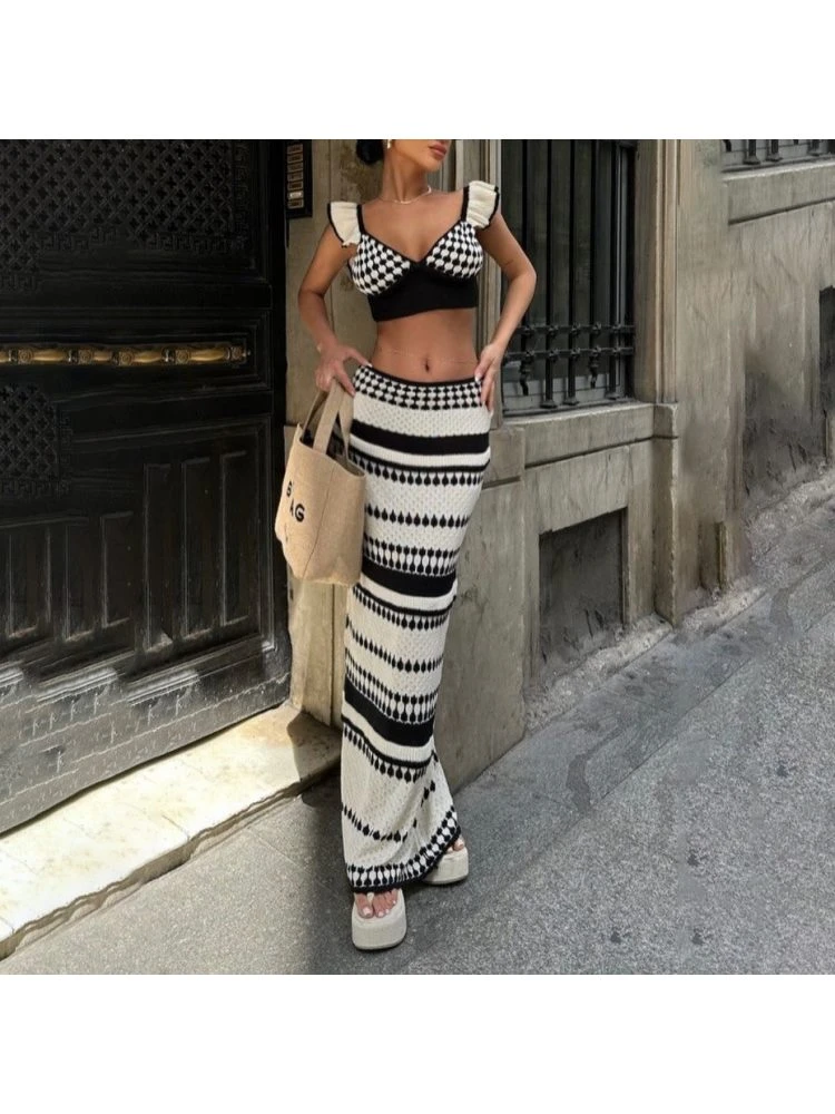 Striped Stringy Selvedge Sleeveless Skirt Sets - Image 7