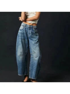 Washed Wide Leg Mid-rise Jeans