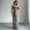 Sequin Leopard Spaghetti Straps Maxi Dress