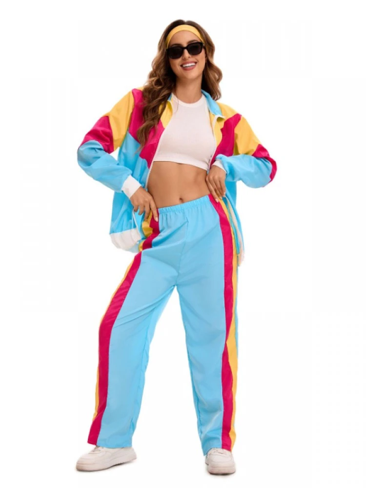 Colorblock High Rise Loose Pant Sets - Image 2