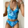 Flower High Rise Backless Bikinis Sets