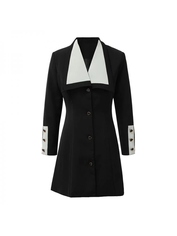 Colorblock Patchwork Long Sleeves Blazers Dress - Image 3