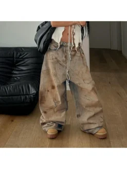 Patchwork Tie Dye Loose Jeans