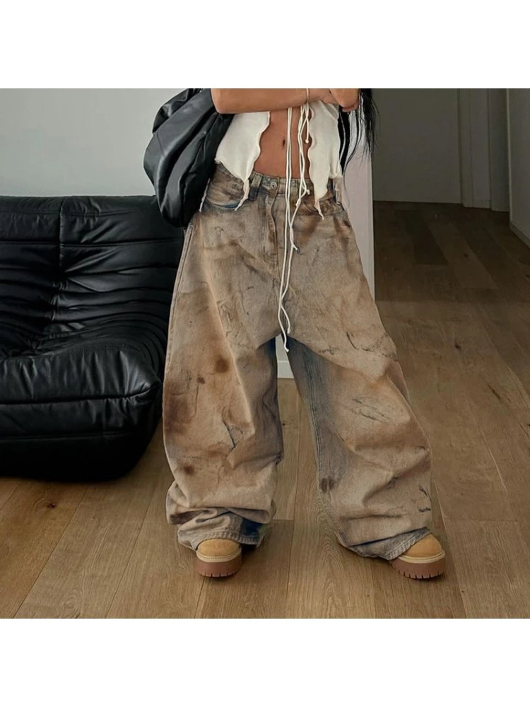 Patchwork Tie Dye Loose Jeans