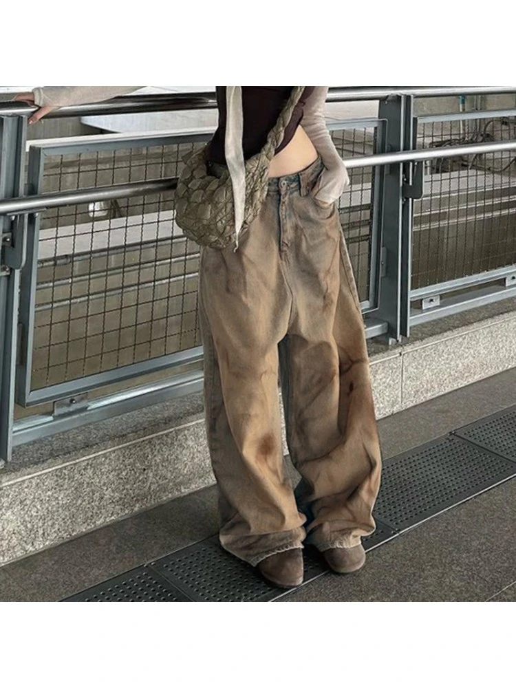 Patchwork Tie Dye Loose Jeans - Image 7