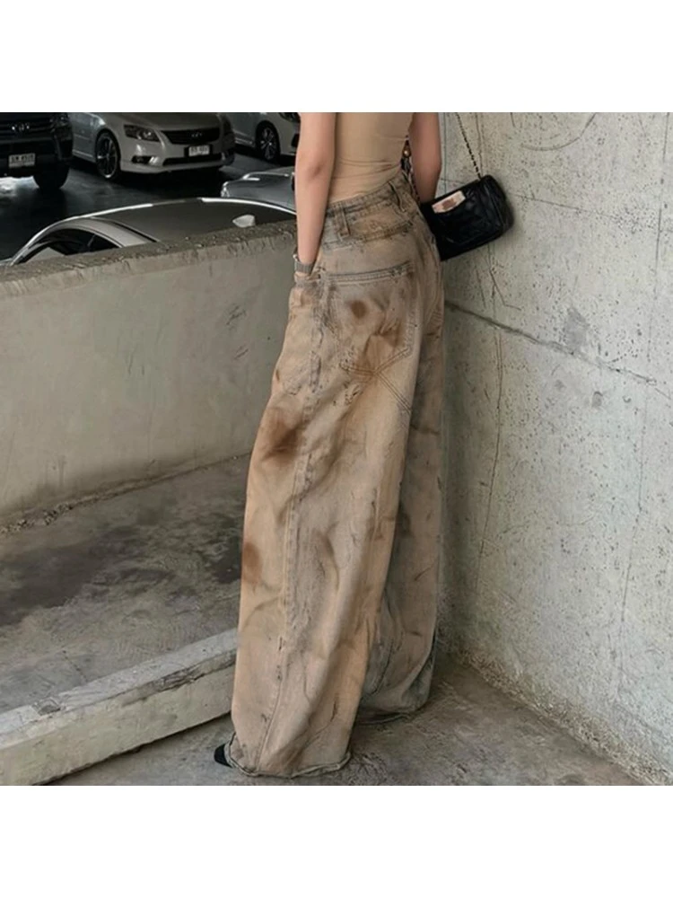 Patchwork Tie Dye Loose Jeans - Image 8