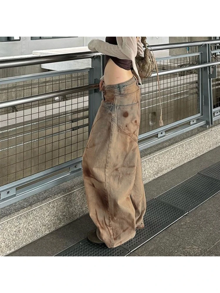 Patchwork Tie Dye Loose Jeans - Image 10