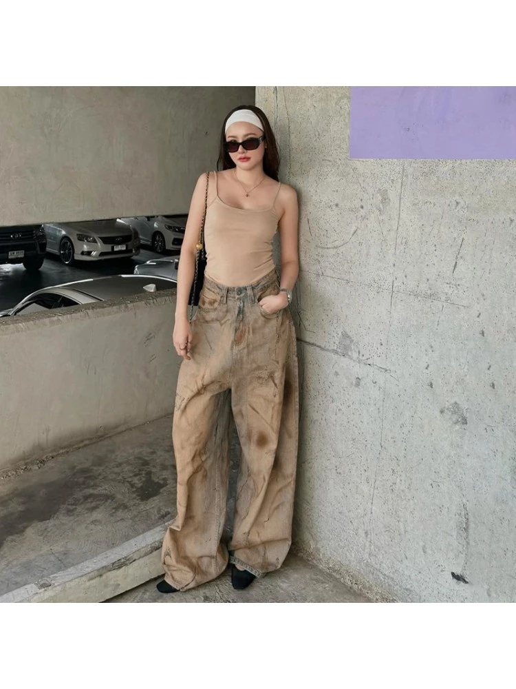 Patchwork Tie Dye Loose Jeans - Image 14