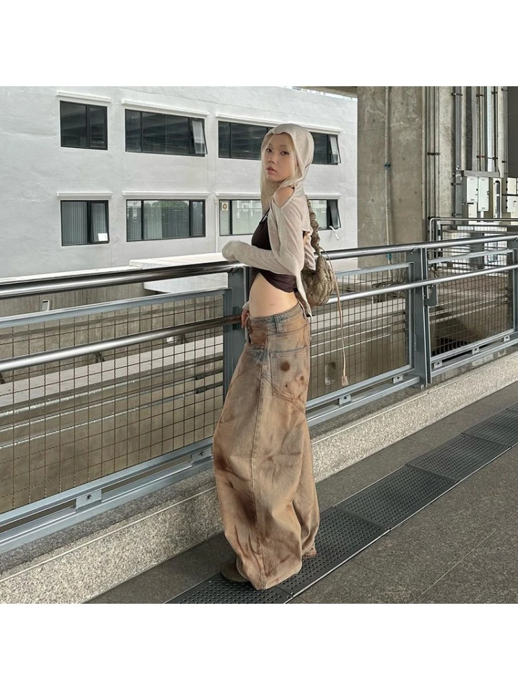 Patchwork Tie Dye Loose Jeans - Image 15