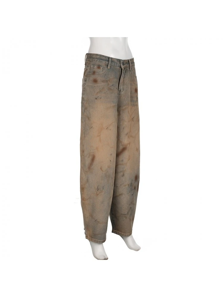 Patchwork Tie Dye Loose Jeans - Image 18