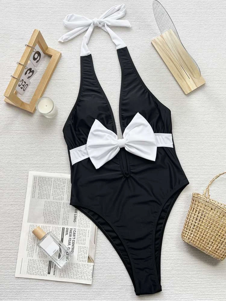 Bow High Rise Backless One-Pieces Swimwear - Image 3